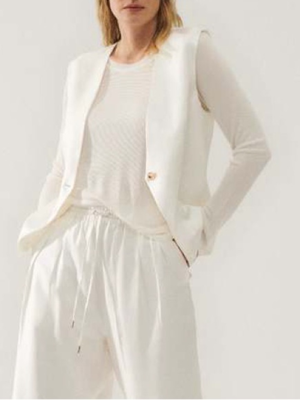 Silk Laundry Twill Slouch Vest White Silk Vest Bridal Wedding Minimalist S - Picture 6 of 7